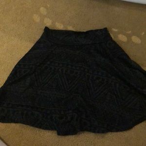 Black tribal velvet skater skirt